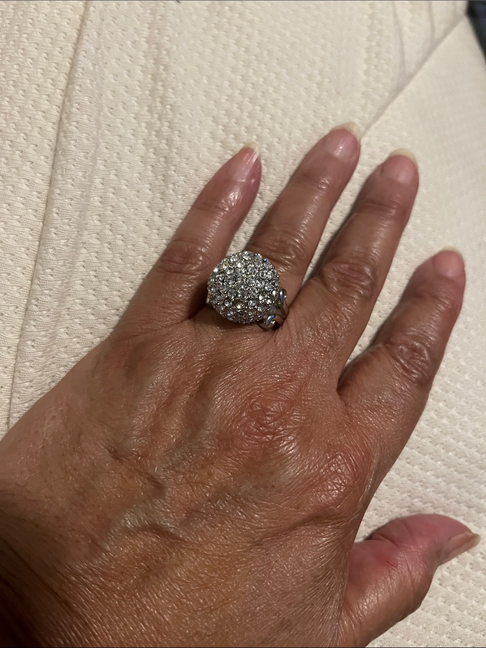 Crystal Pavé Dome Cocktail Ring in Silver